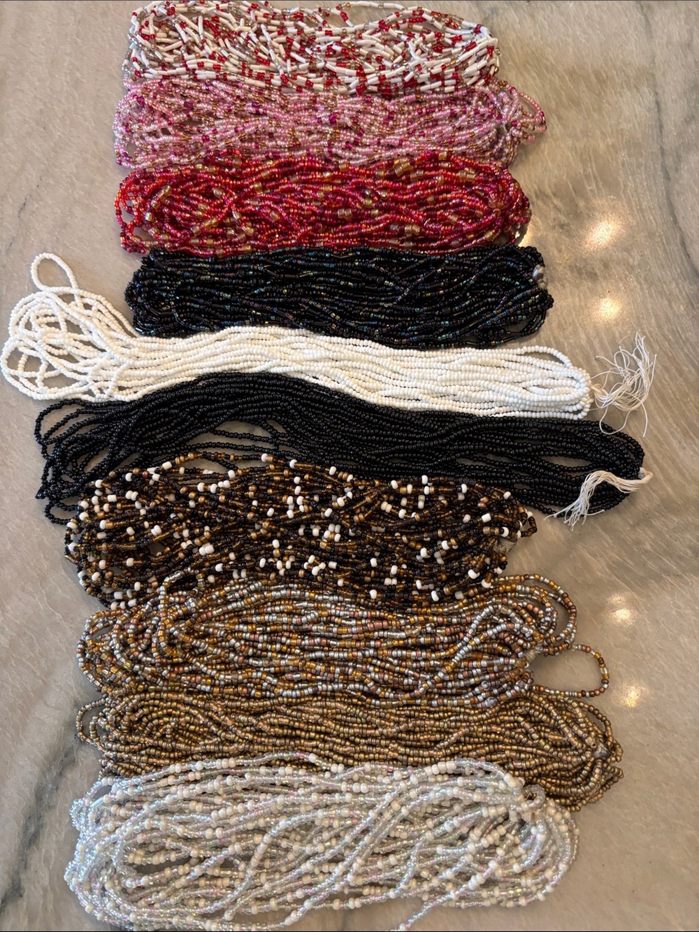 10 Hanks of Seed Beads  lava  colors  bead lot #2